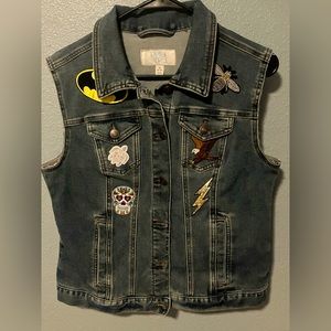 Denim vest with patches